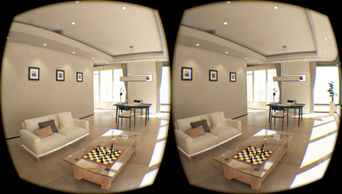 Mizuchi　リビングルームデモのスクリーンショット　VR